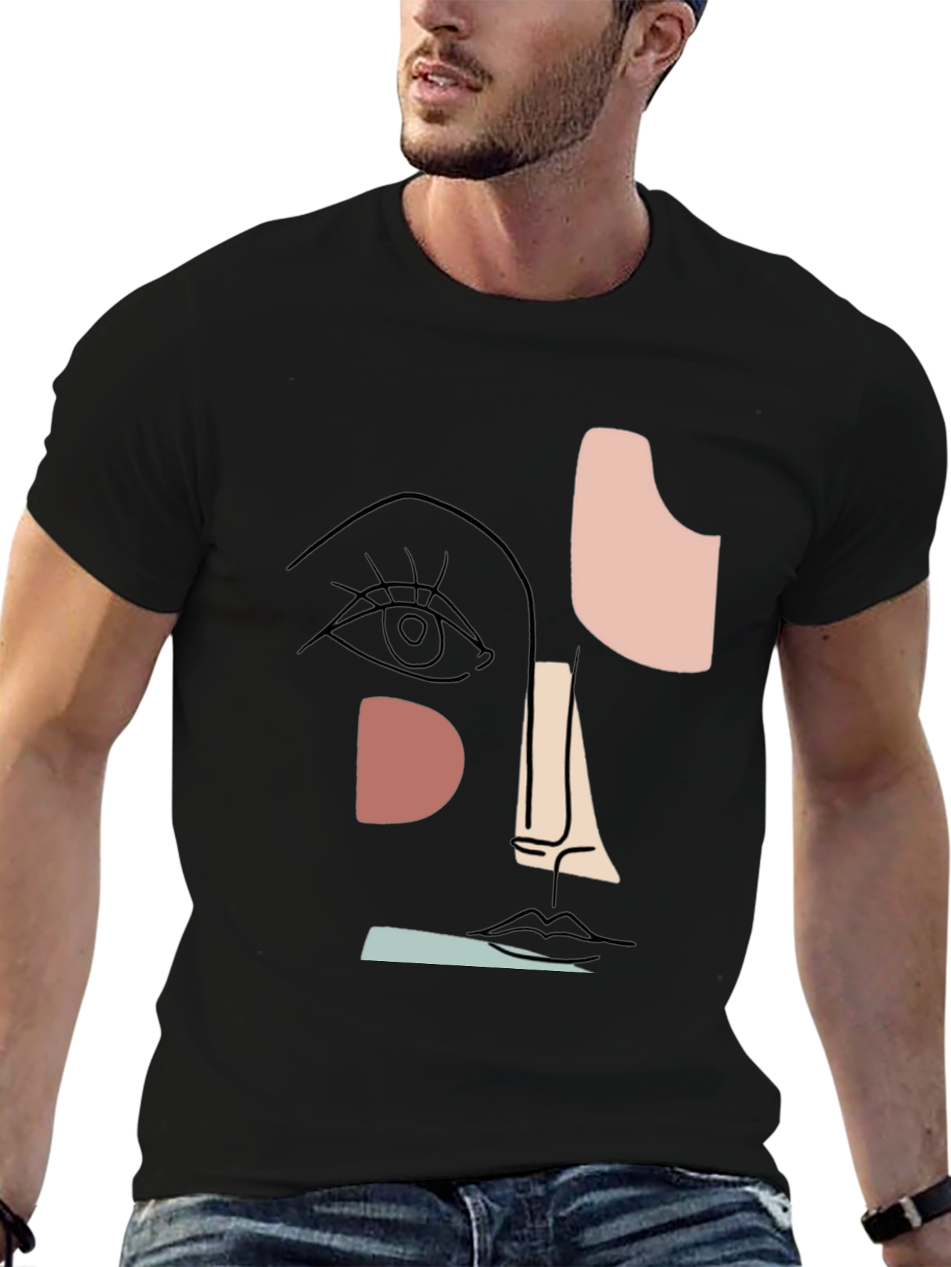 Abstract Face Graphic T-Shirt - Modern Art Tee