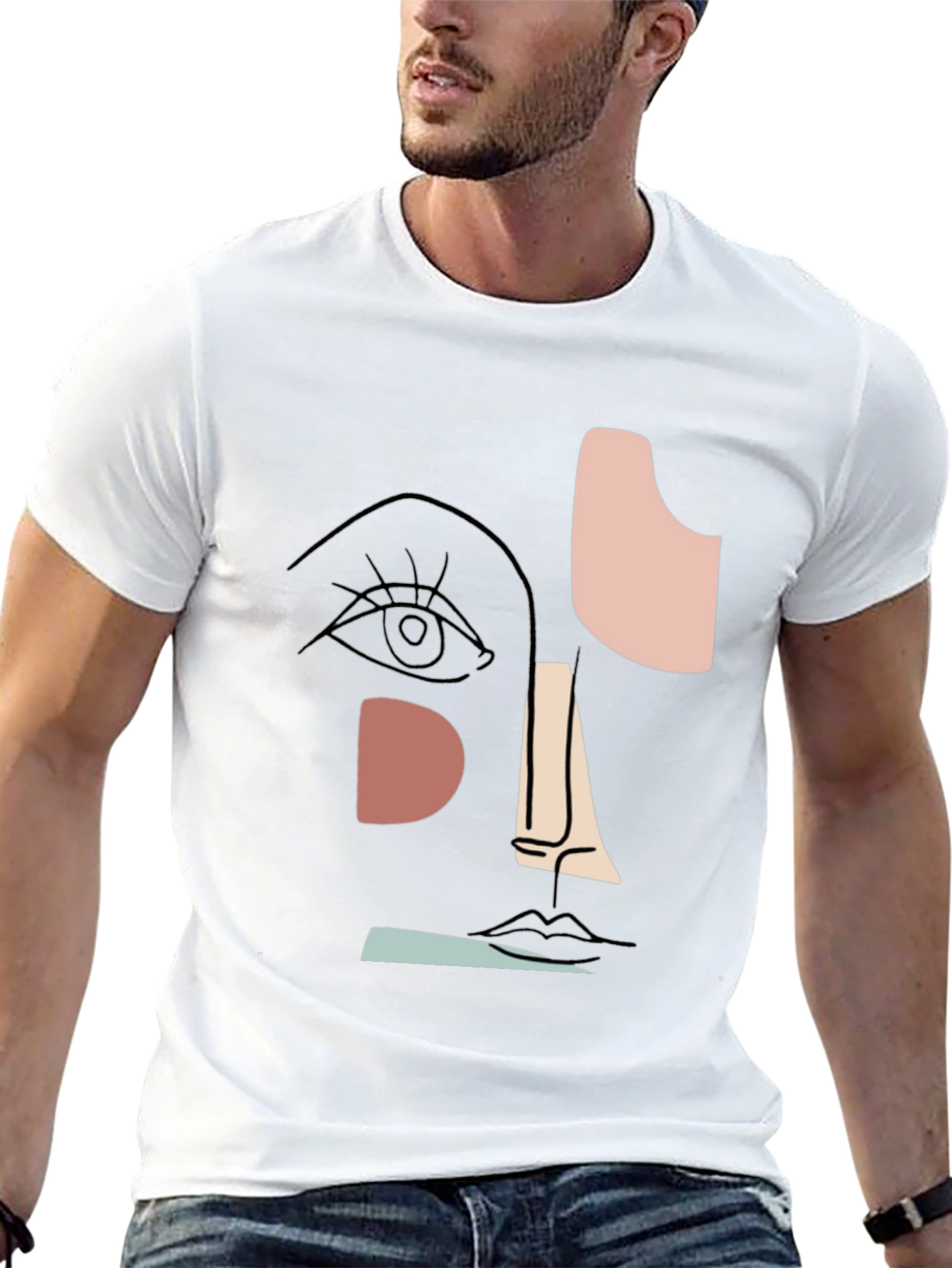 Abstract Face Graphic T-Shirt - Modern Art Tee