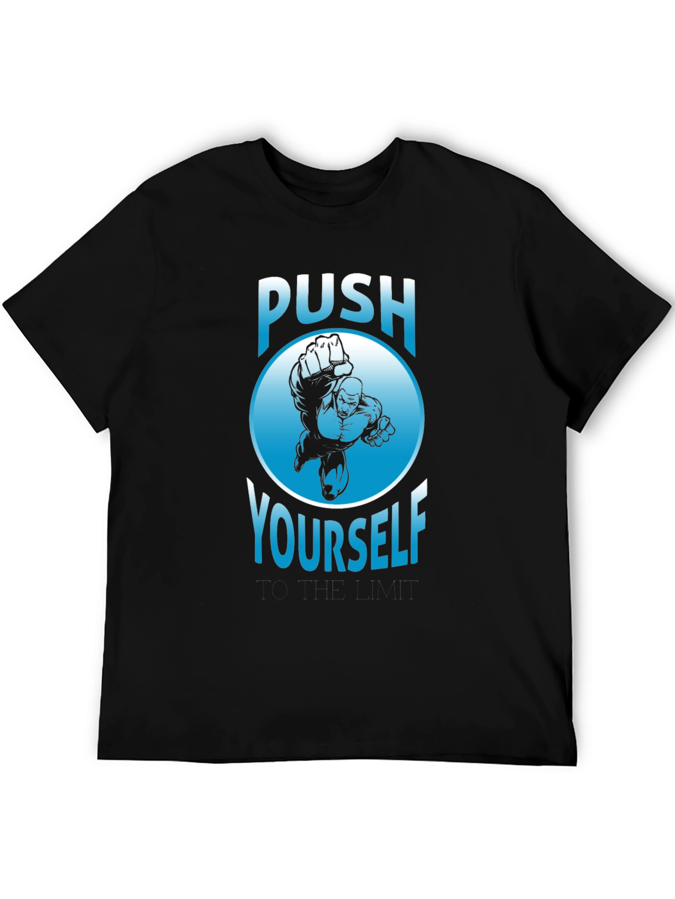 Push Yourself Graphic T-Shirt - Black Crew Neck Tee