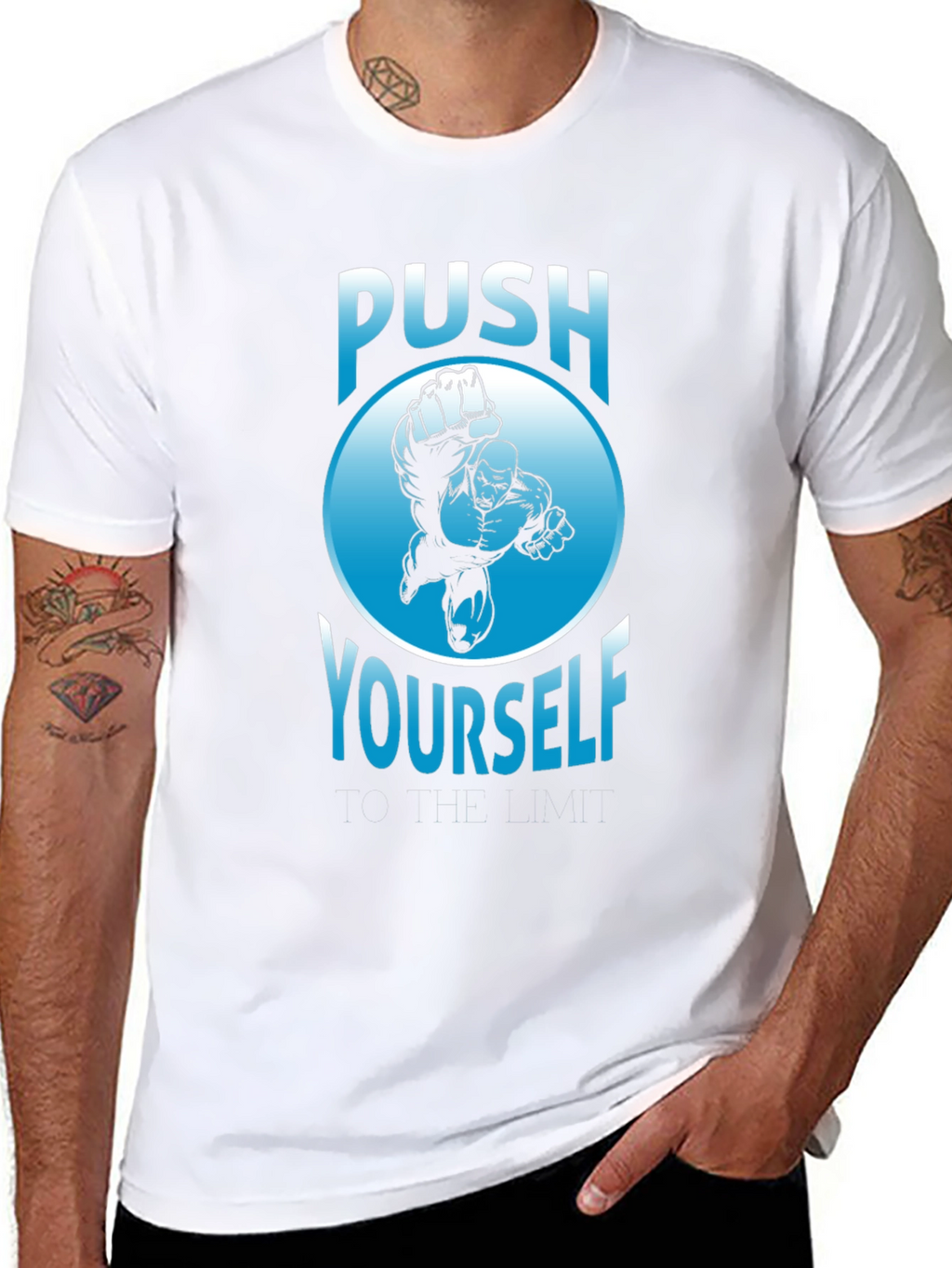 Push Yourself Graphic T-Shirt - Black Crew Neck Tee