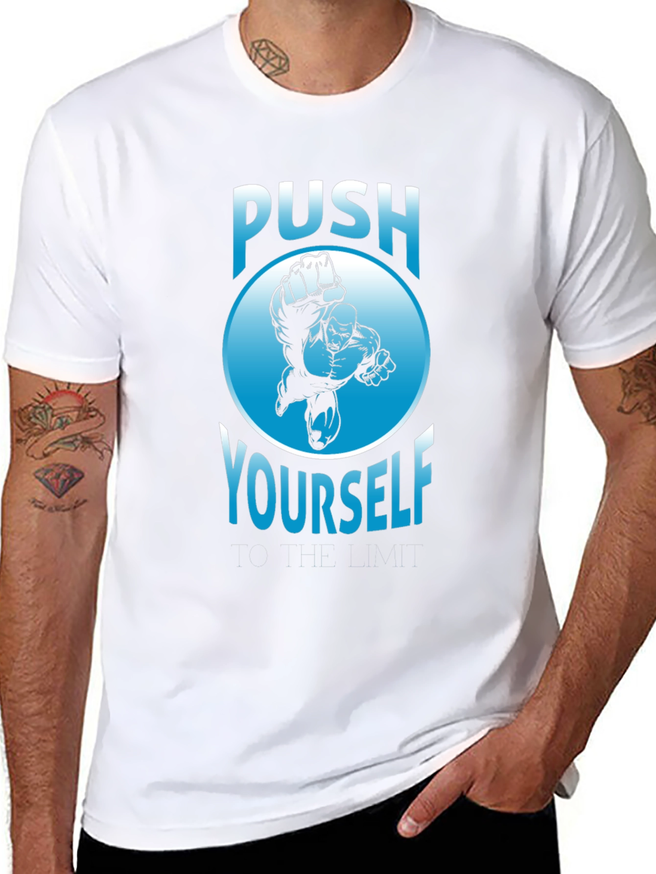 Push Yourself Graphic T-Shirt - Black Crew Neck Tee