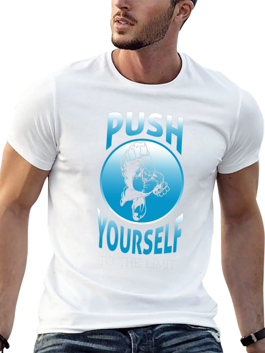 Push Yourself Graphic T-Shirt - Black Crew Neck Tee