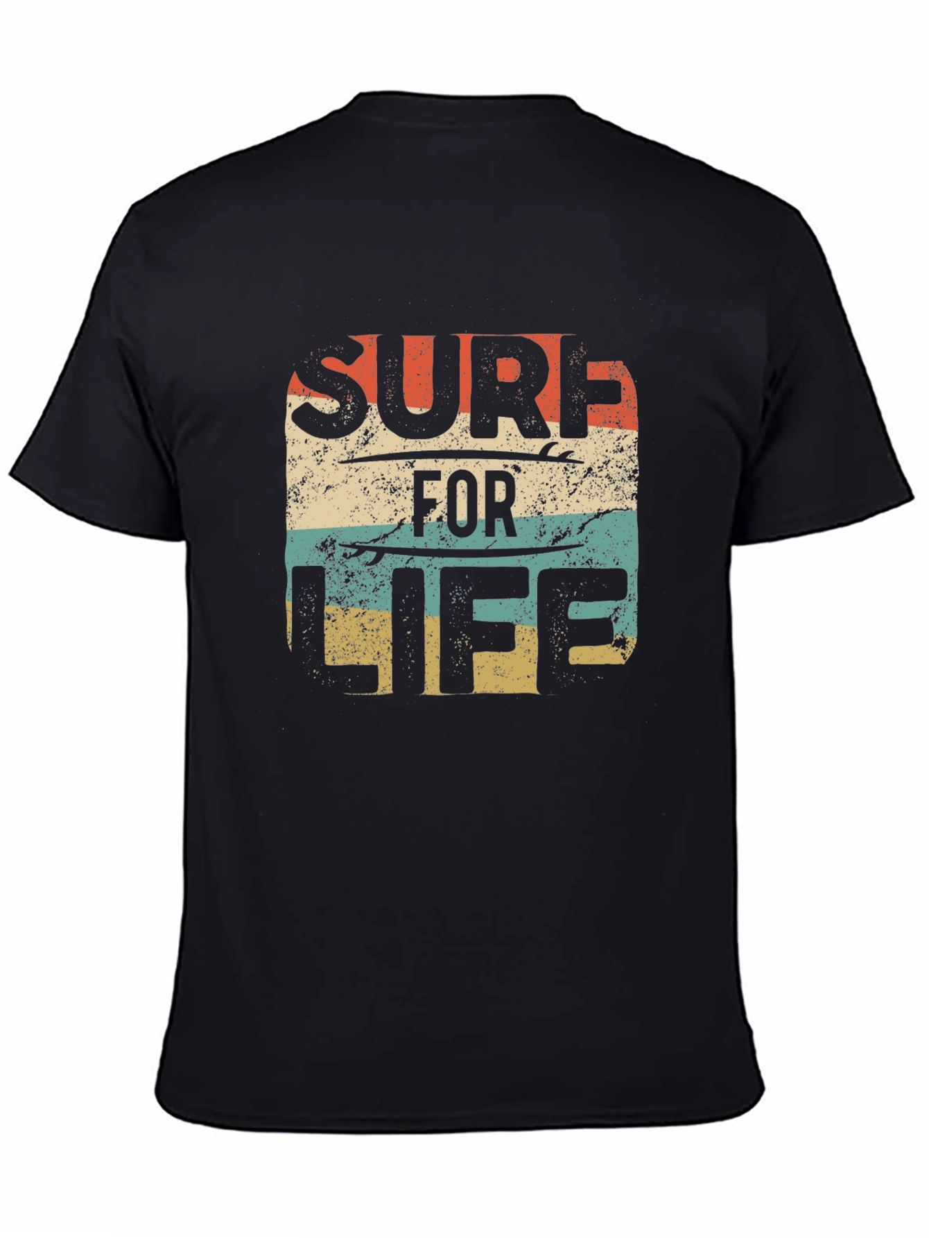 Surf For Life Retro Graphic Tee - Mens Black T-Shirt