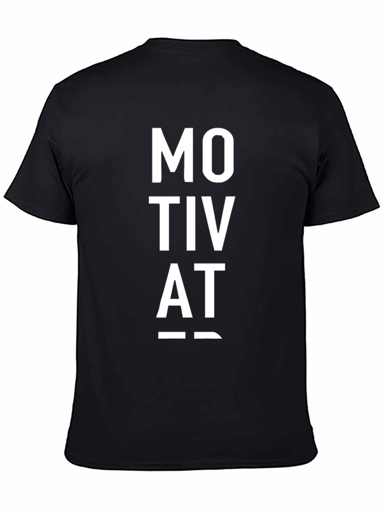 Motivat Letter Print Black Casual T-Shirt