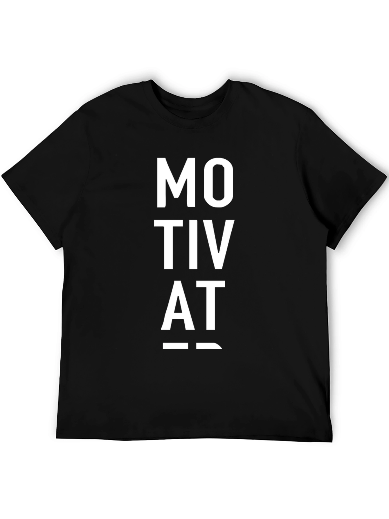 Motivat Letter Print Black Casual T-Shirt