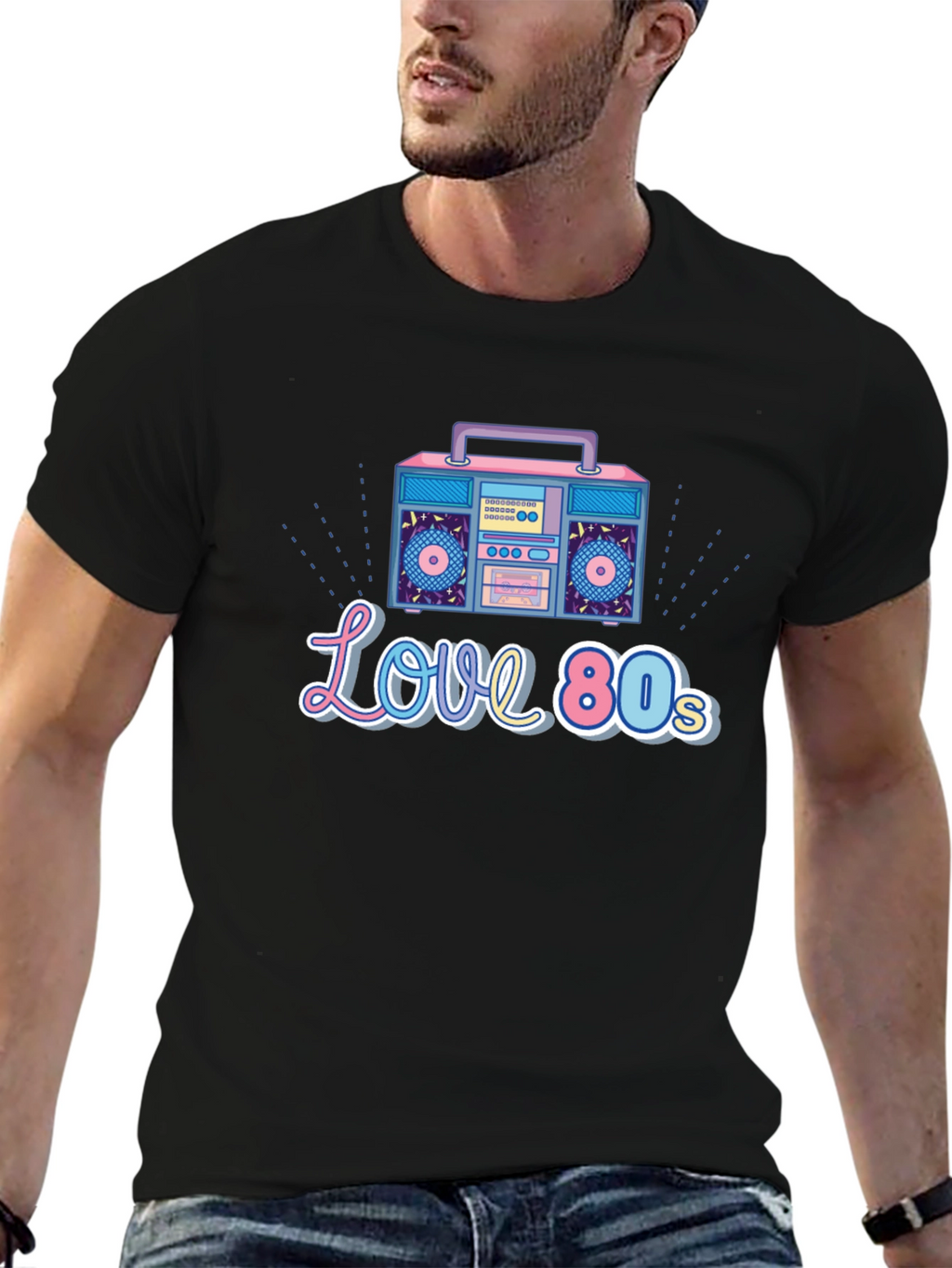 Love the 80s Retro Boombox Graphic T-Shirt