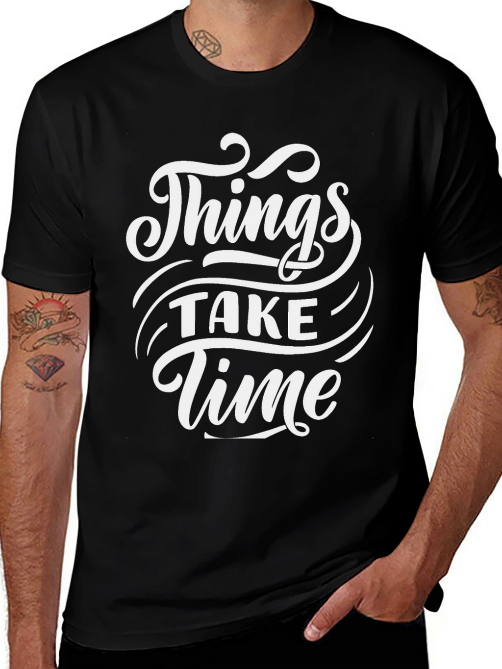 Things Take Time Graphic Tee - Trendy Casual Shirt