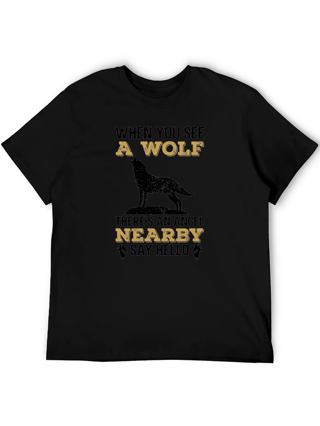 Wolf & Angel Graphic Tee - Unisex Black T-Shirt