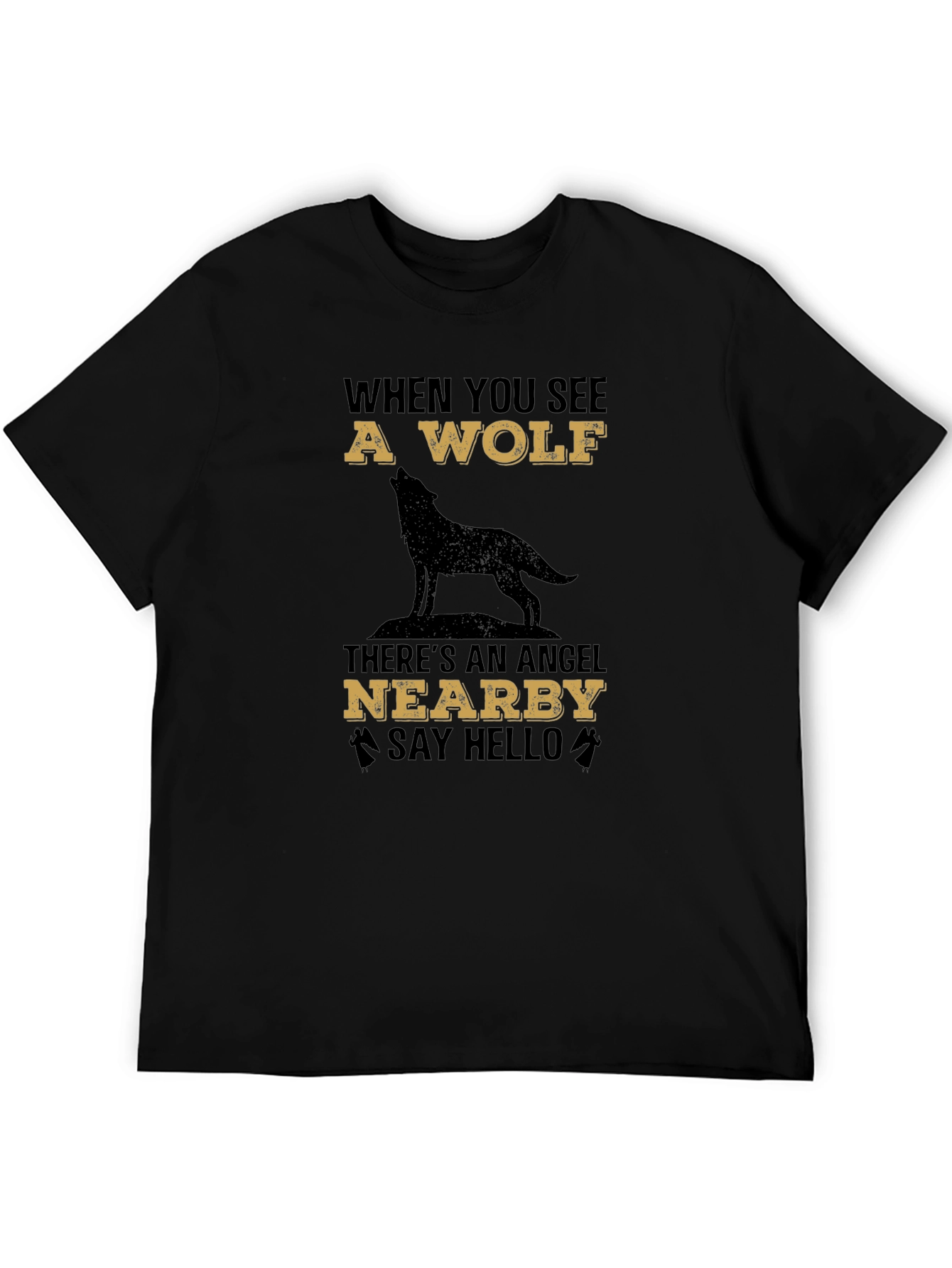Wolf & Angel Graphic Tee - Unisex Black T-Shirt