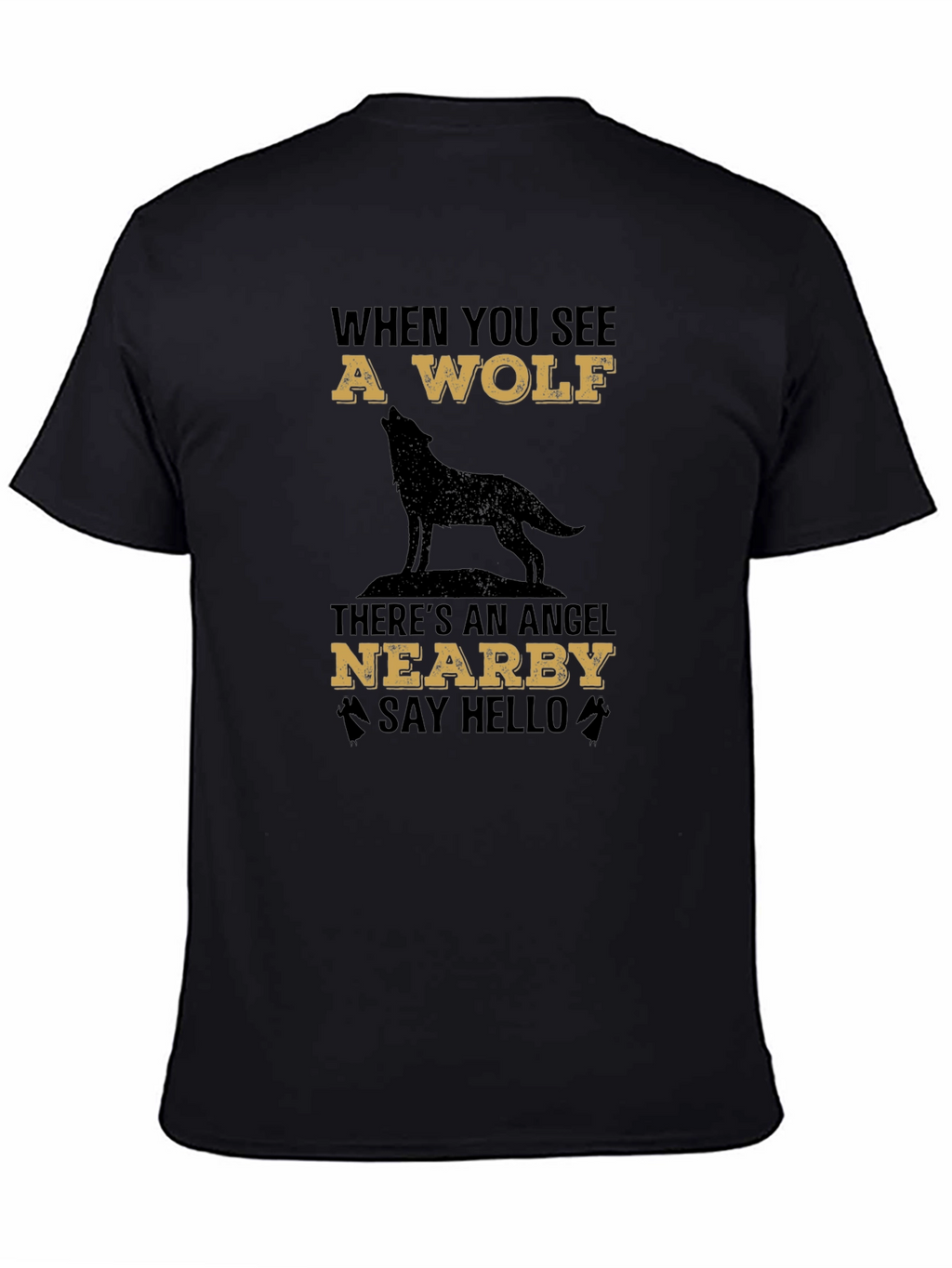 Wolf & Angel Graphic Tee - Unisex Black T-Shirt
