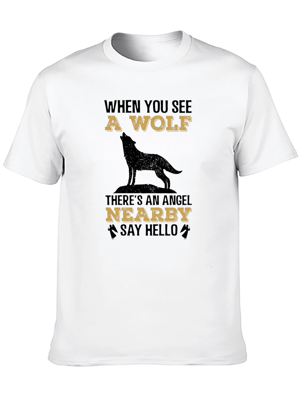 Wolf & Angel Graphic Tee - Unisex Black T-Shirt