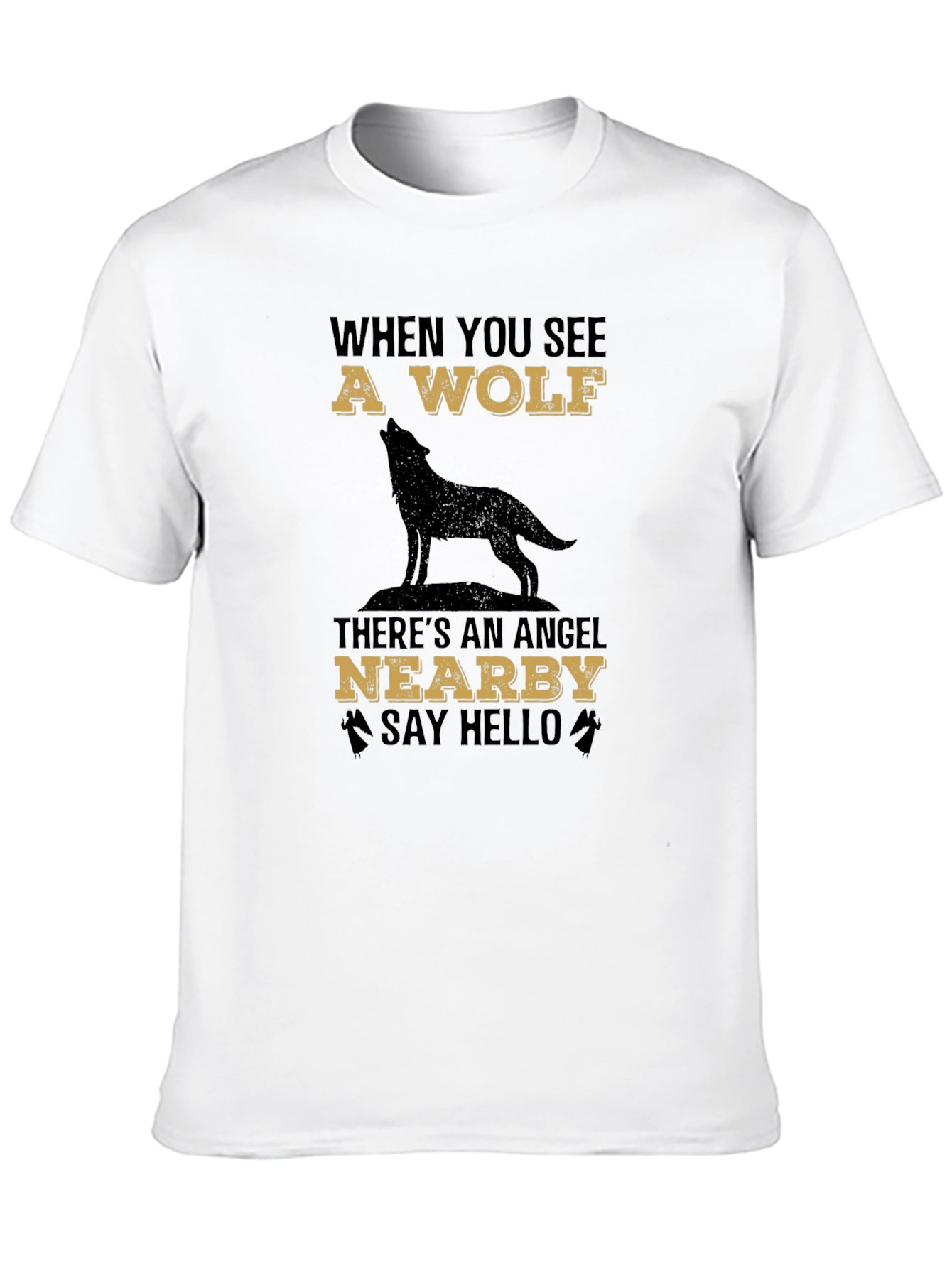 Wolf & Angel Graphic Tee - Unisex Black T-Shirt