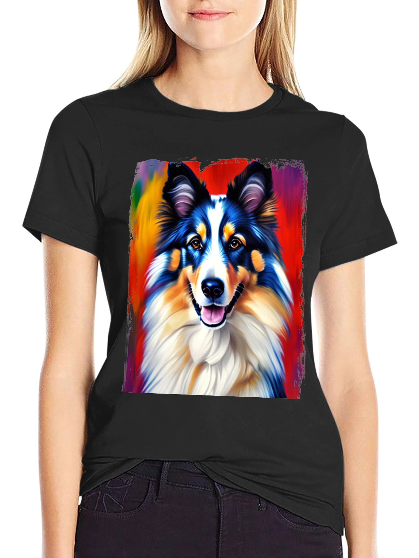 Colorful Dog Graphic T-Shirt