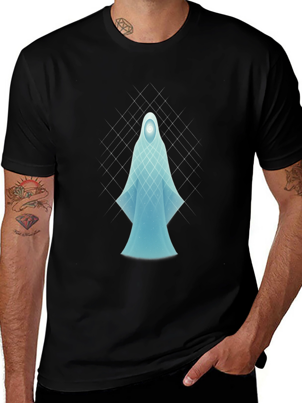 Ethereal Spirit Graphic Tee - Black Cotton Comfort