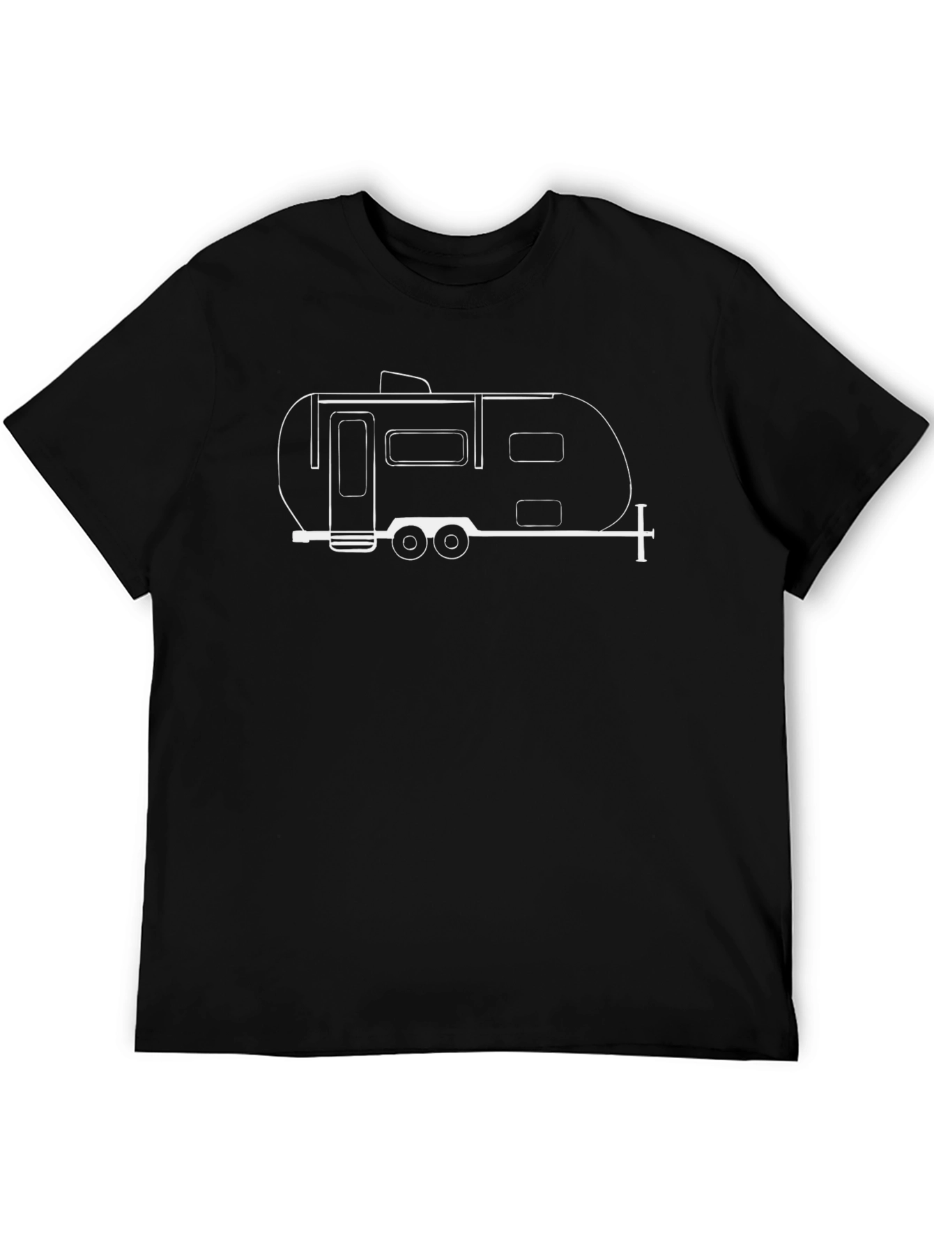 Retro Camper Graphic Tee - Black Cotton T-Shirt