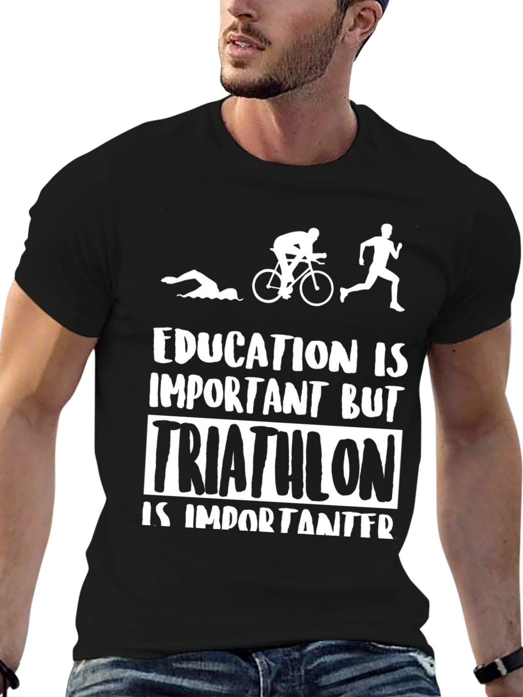 Triathlon Important T-Shirt: Swim Bike Run Graphic Tee