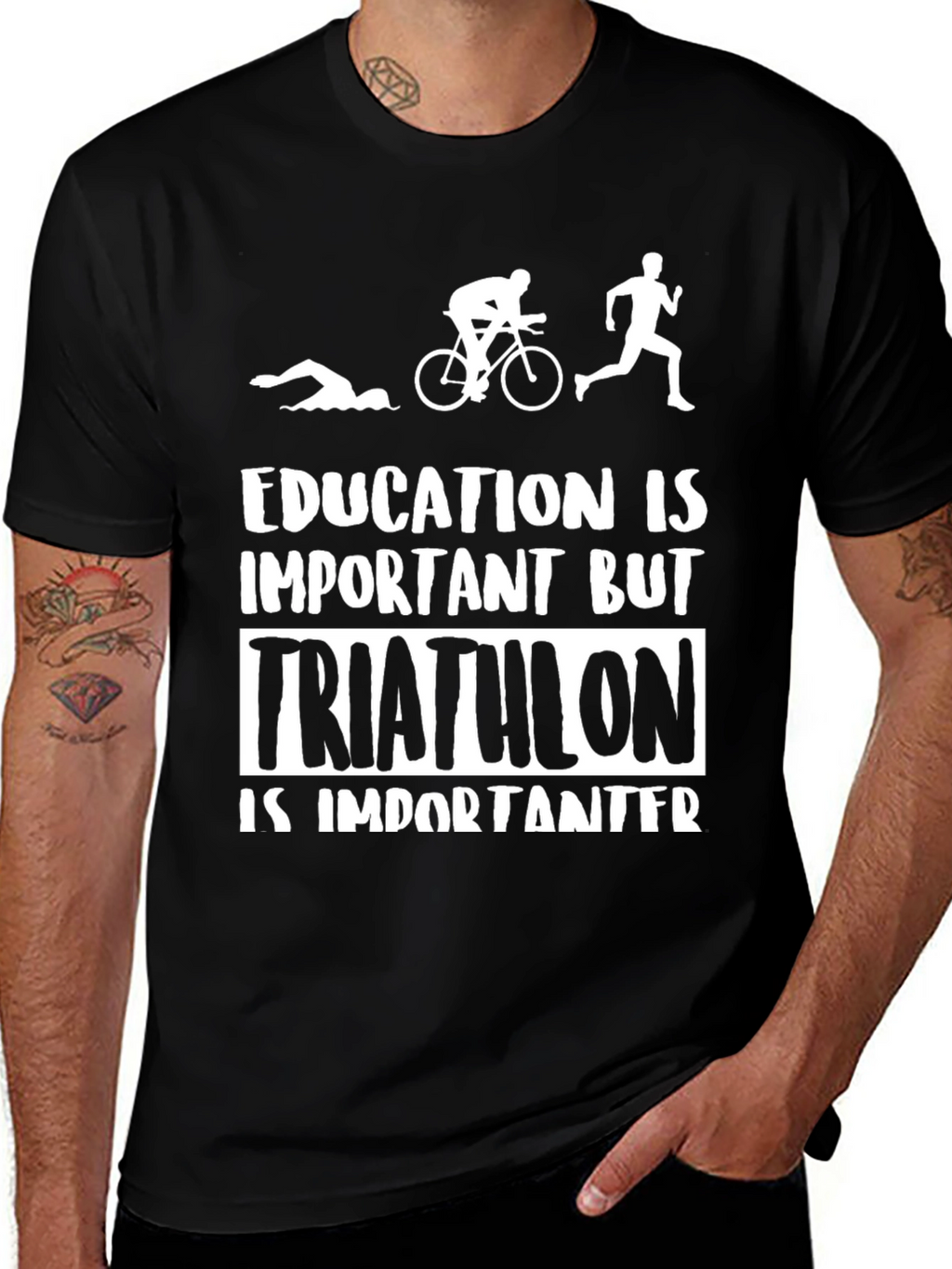Triathlon Important T-Shirt: Swim Bike Run Graphic Tee
