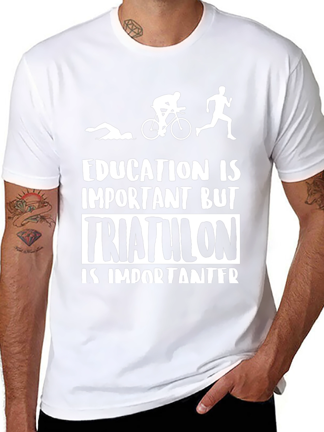 Triathlon Important T-Shirt: Swim Bike Run Graphic Tee