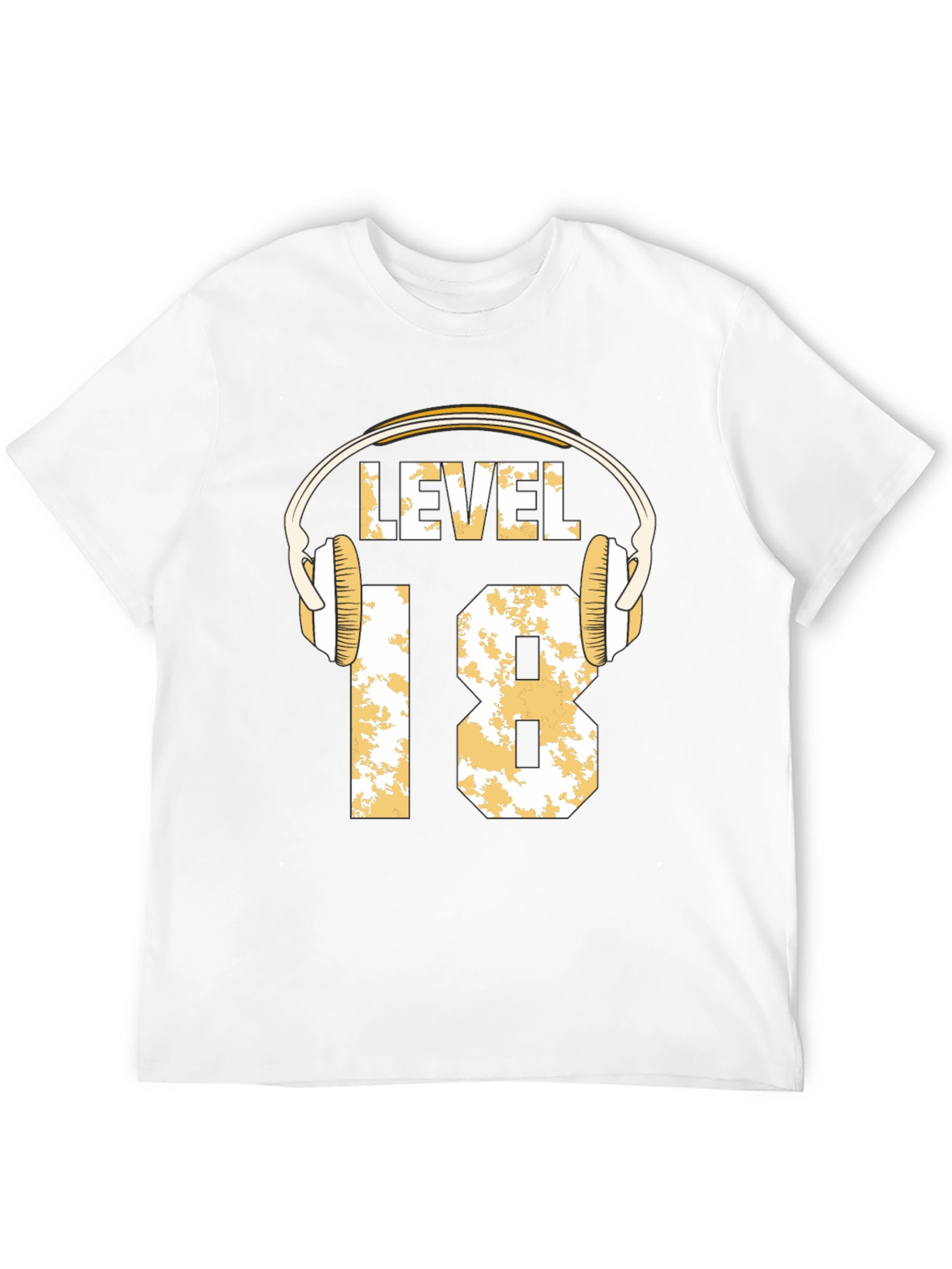 Level 18 Gamer T-Shirt with Headphone Graphic