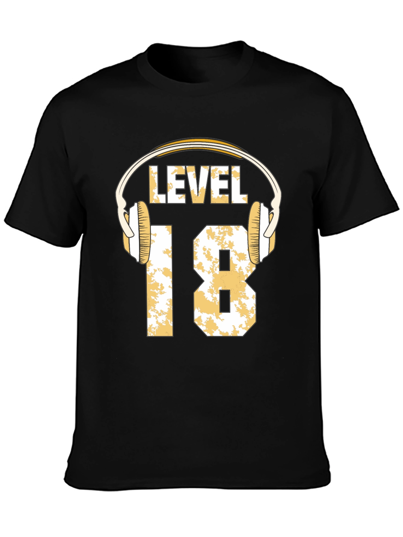 Level 18 Gamer T-Shirt with Headphone Graphic