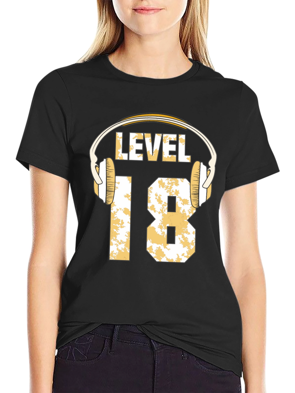 Level 18 Gamer T-Shirt with Headphone Graphic