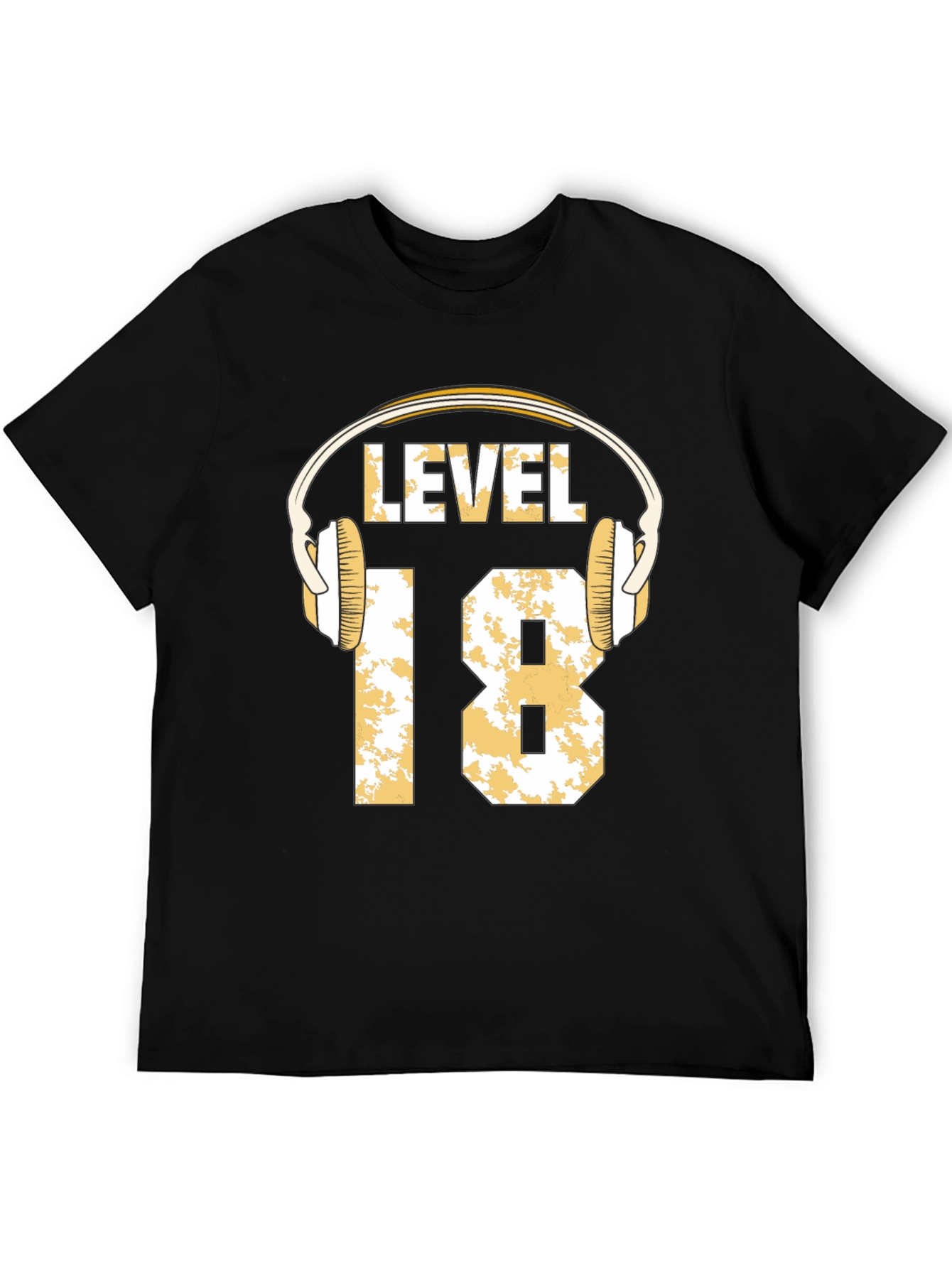 Level 18 Gamer T-Shirt with Headphone Graphic