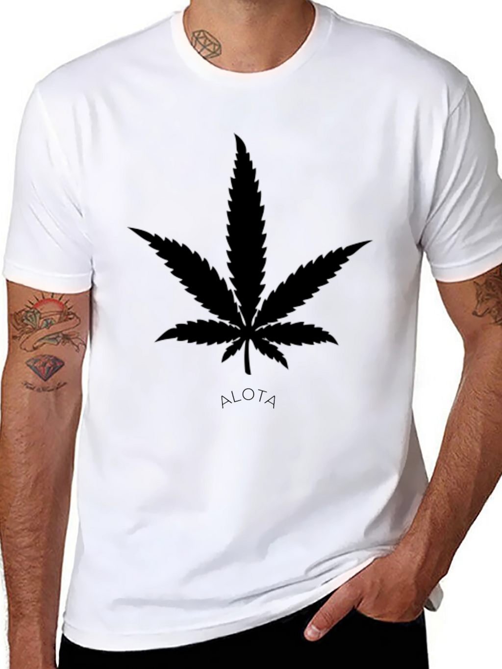 Cannabis Leaf Black Graphic Tee - Casual Style