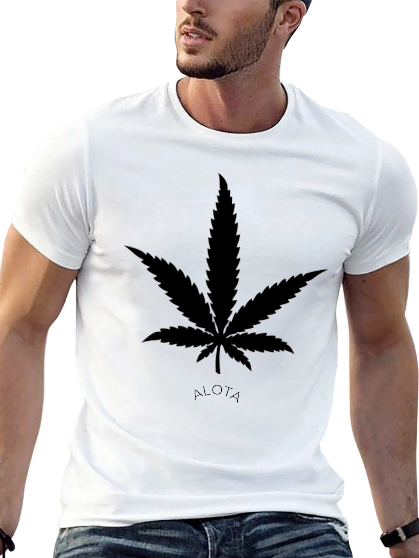 Cannabis Leaf Black Graphic Tee - Casual Style