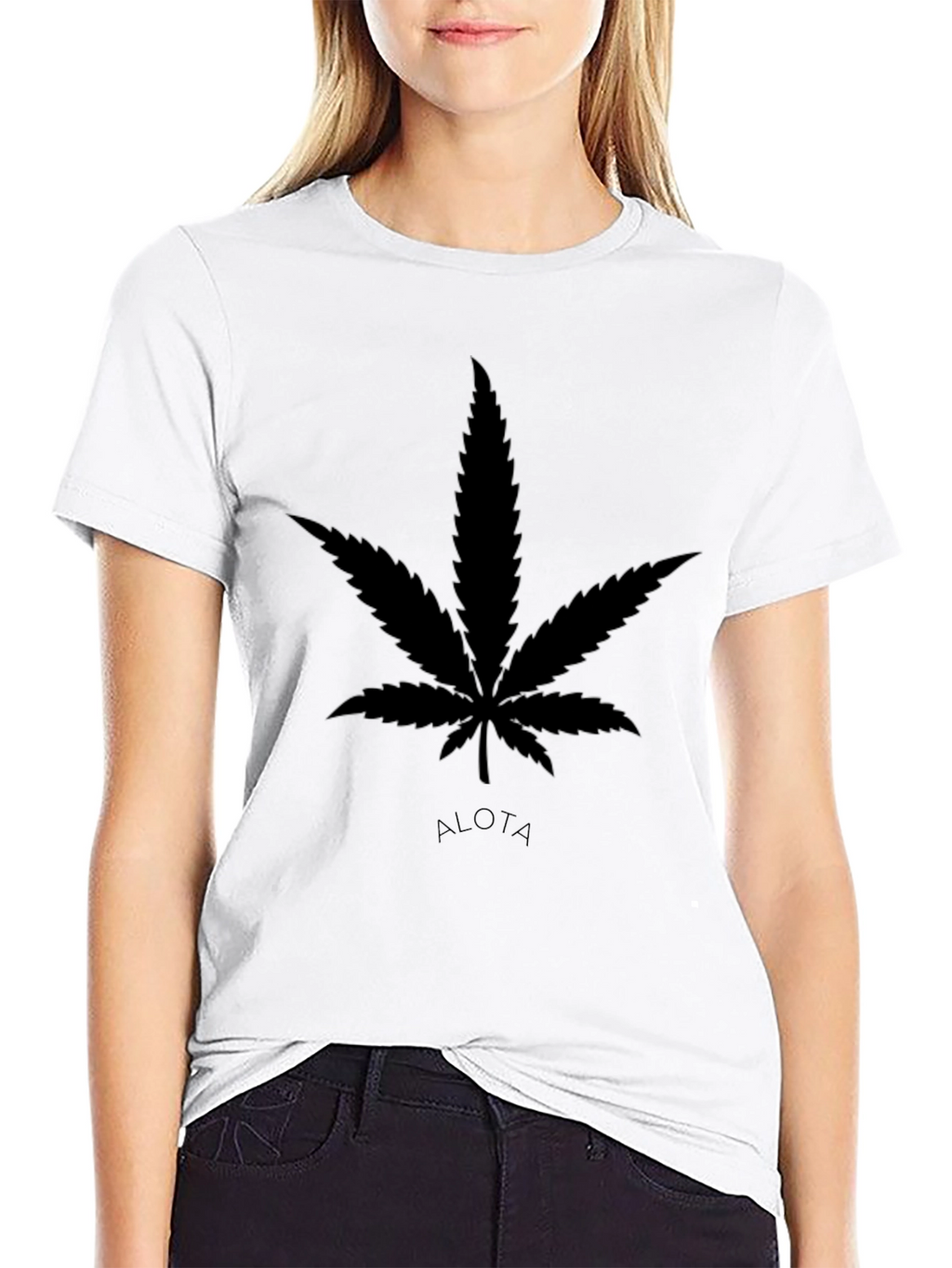 Cannabis Leaf Black Graphic Tee - Casual Style