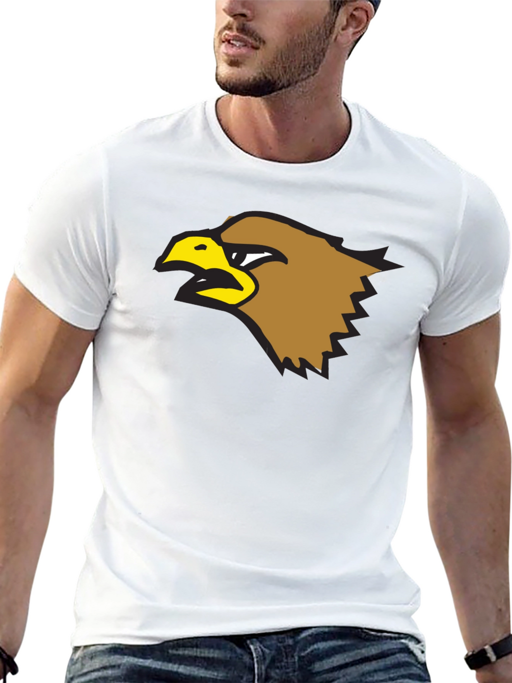 Bold Eagle Graphic Tee - Black Cotton Shirt