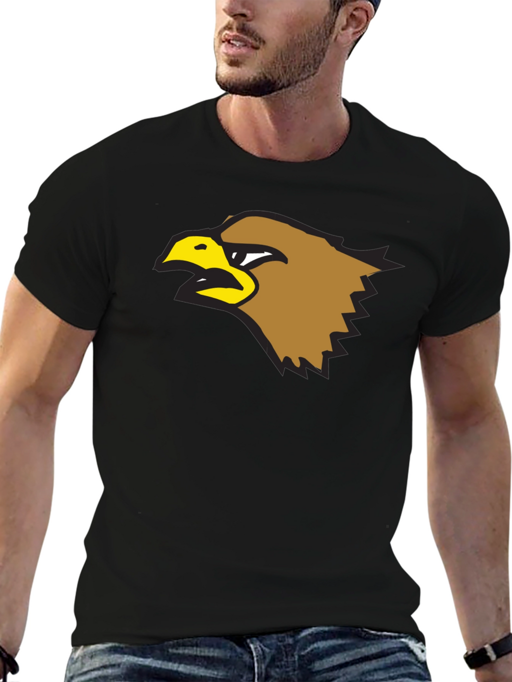 Bold Eagle Graphic Tee - Black Cotton Shirt