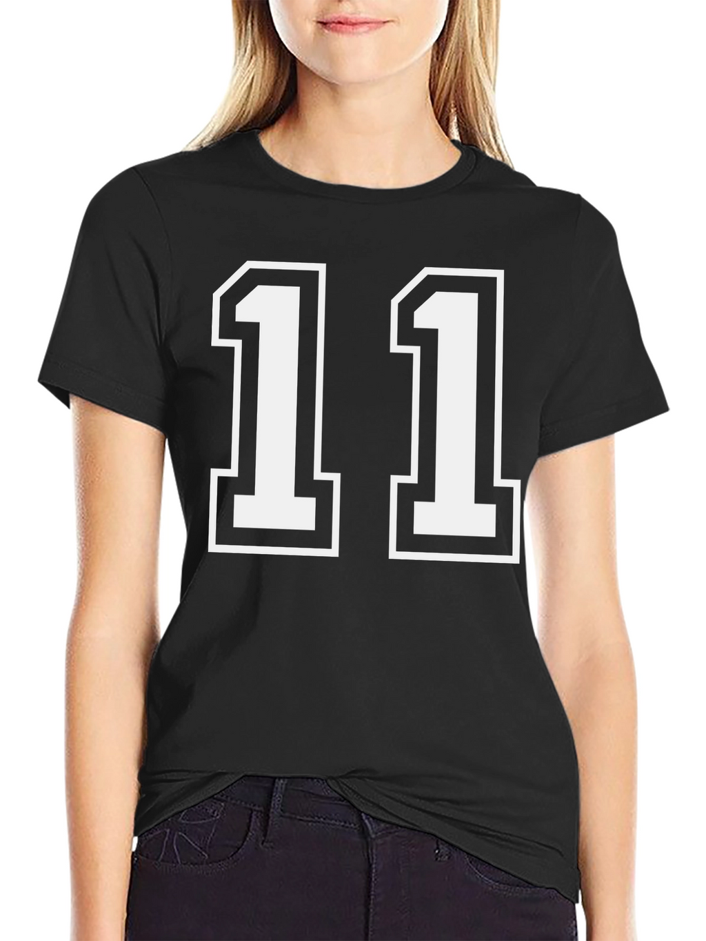 Black T-Shirt with White Number 11