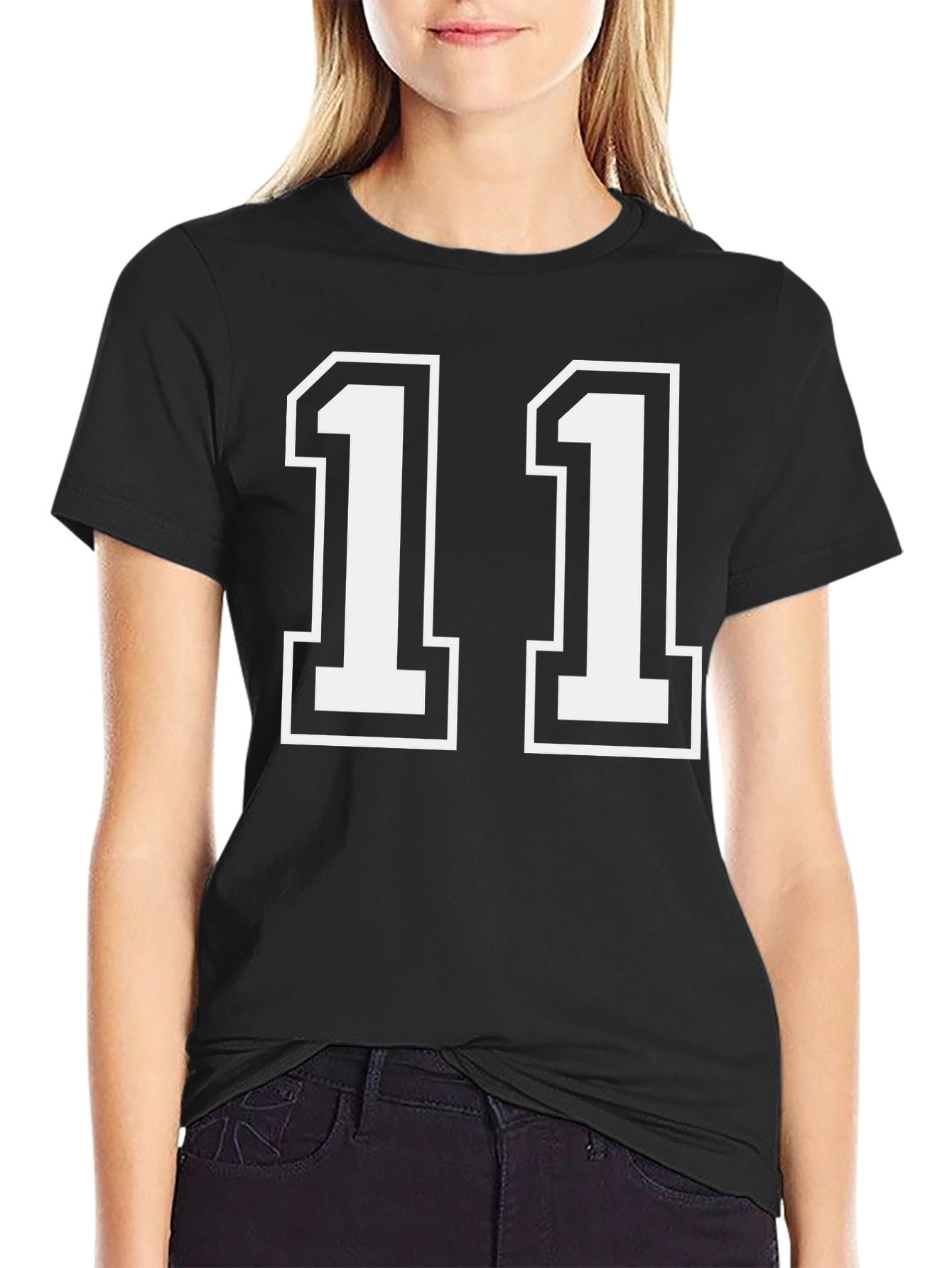 Black T-Shirt with White Number 11