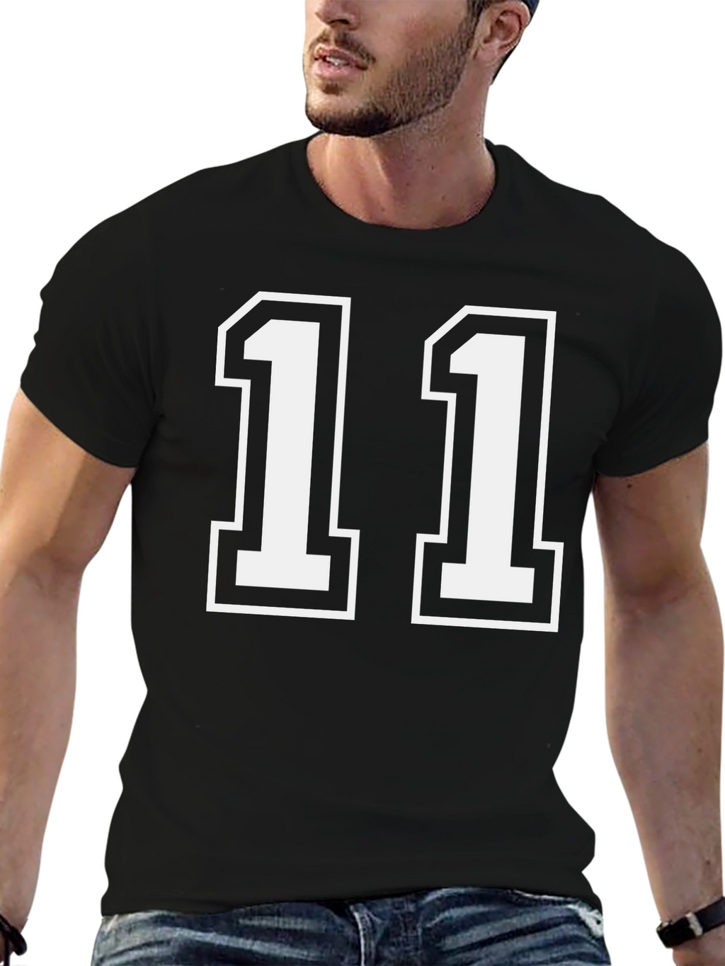 Black T-Shirt with White Number 11