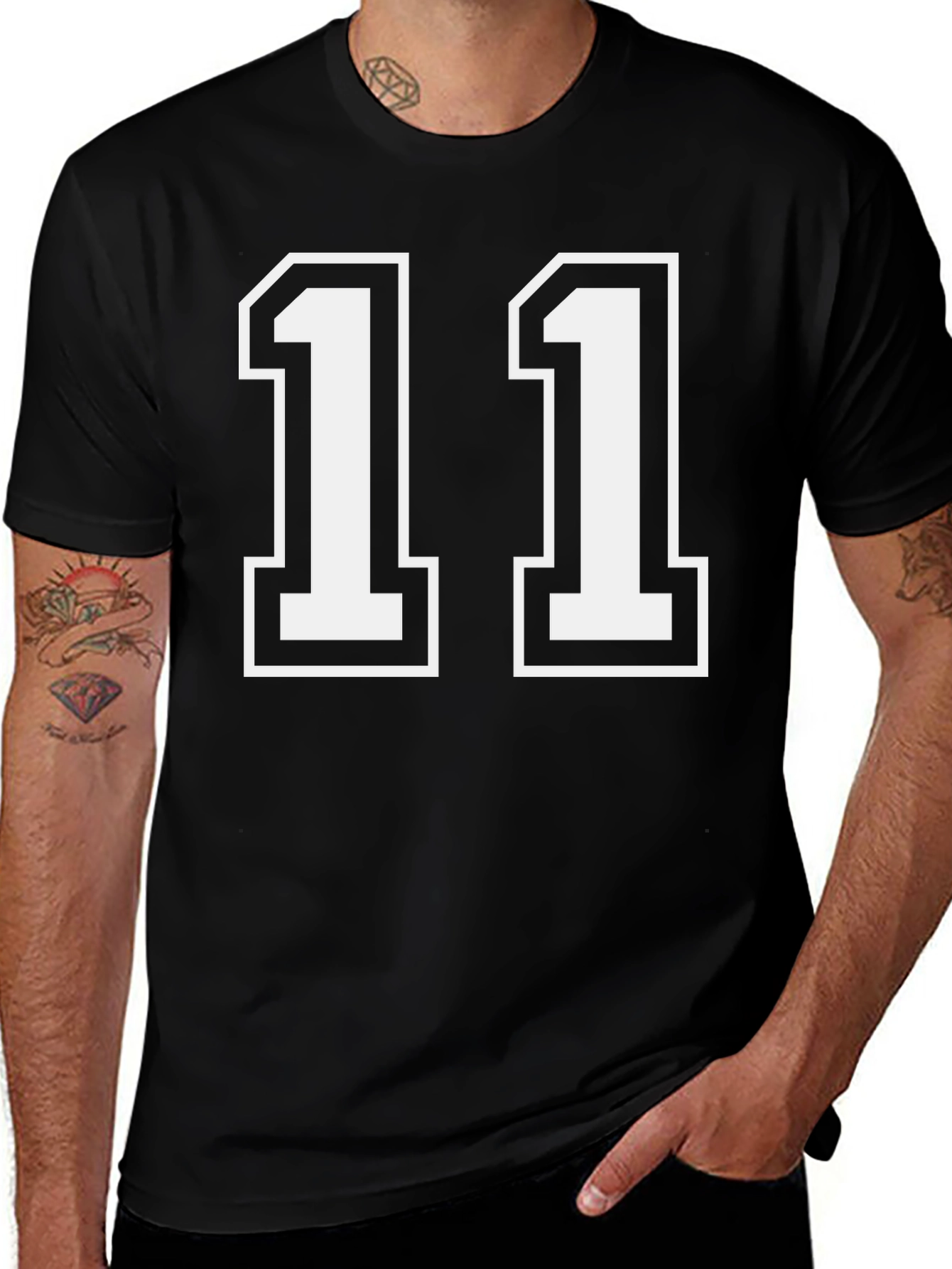 Black T-Shirt with White Number 11