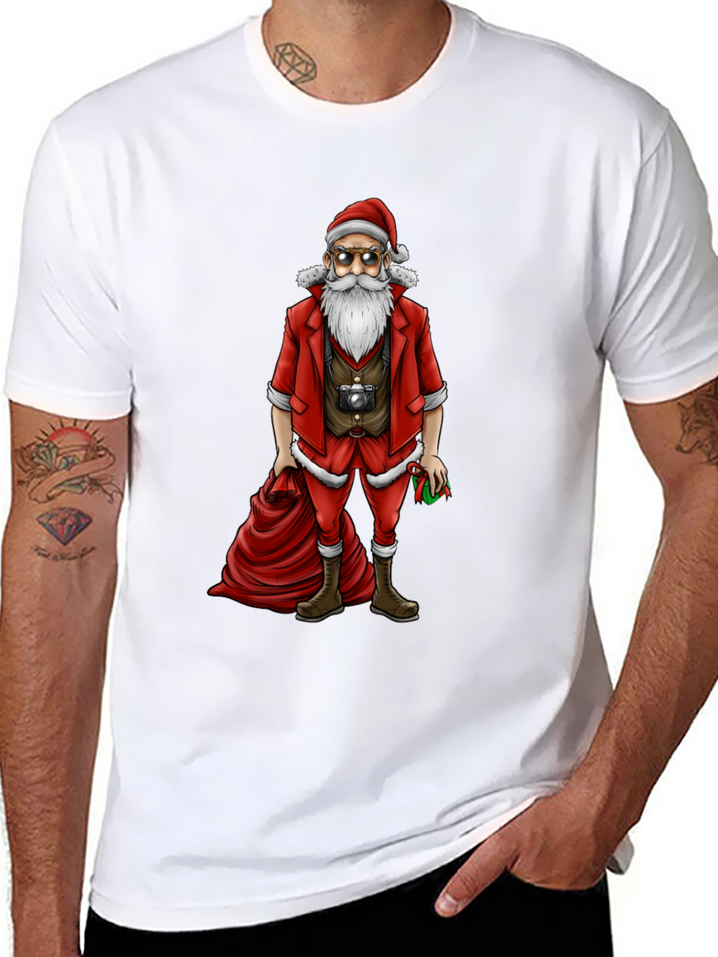 Hipster Santa T-Shirt - Cool Holiday Style