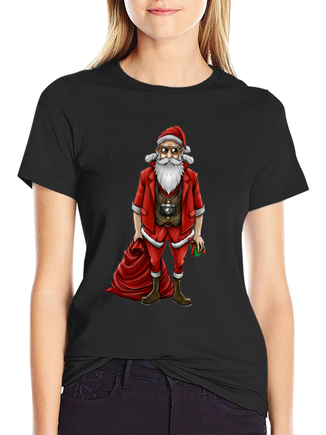 Hipster Santa T-Shirt - Cool Holiday Style