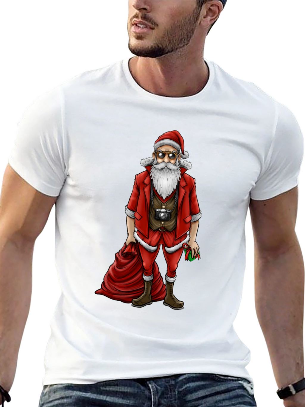 Hipster Santa T-Shirt - Cool Holiday Style