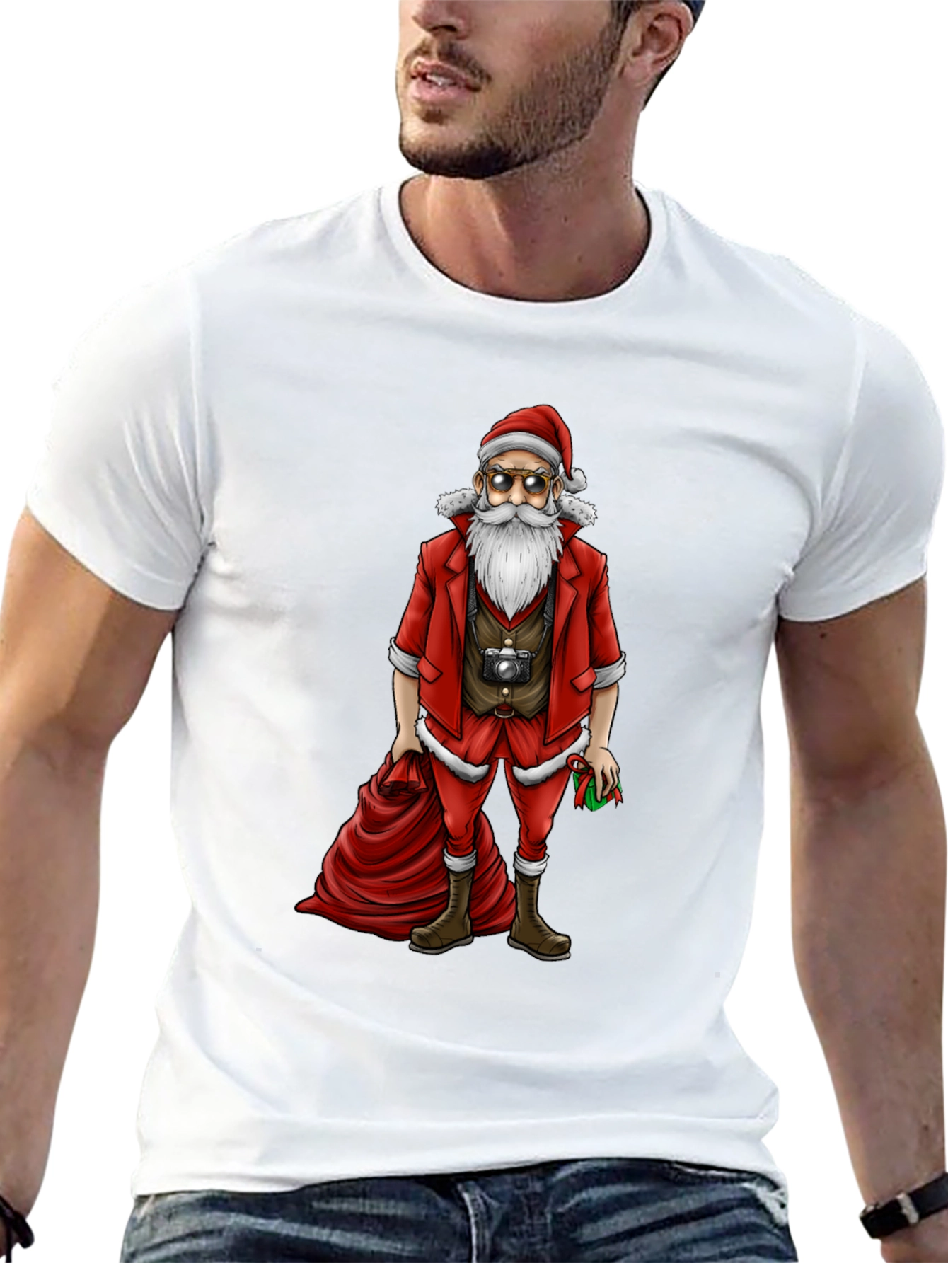 Hipster Santa T-Shirt - Cool Holiday Style