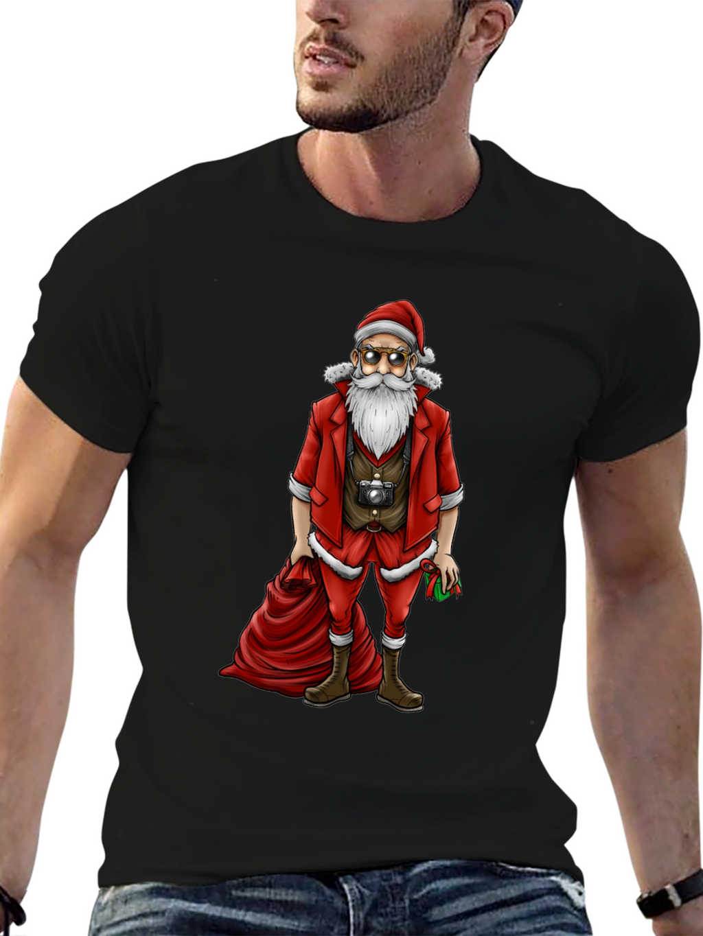 Hipster Santa T-Shirt - Cool Holiday Style