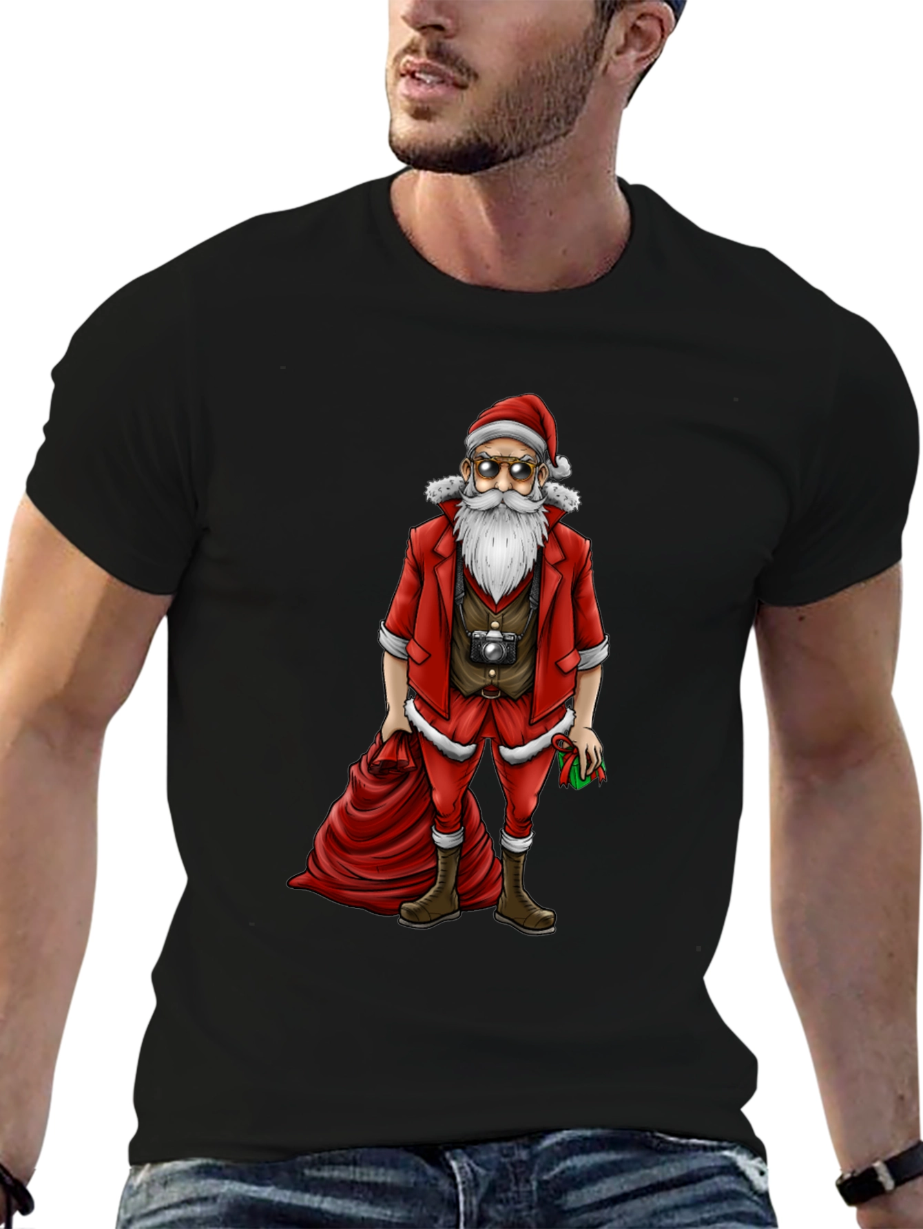 Hipster Santa T-Shirt - Cool Holiday Style