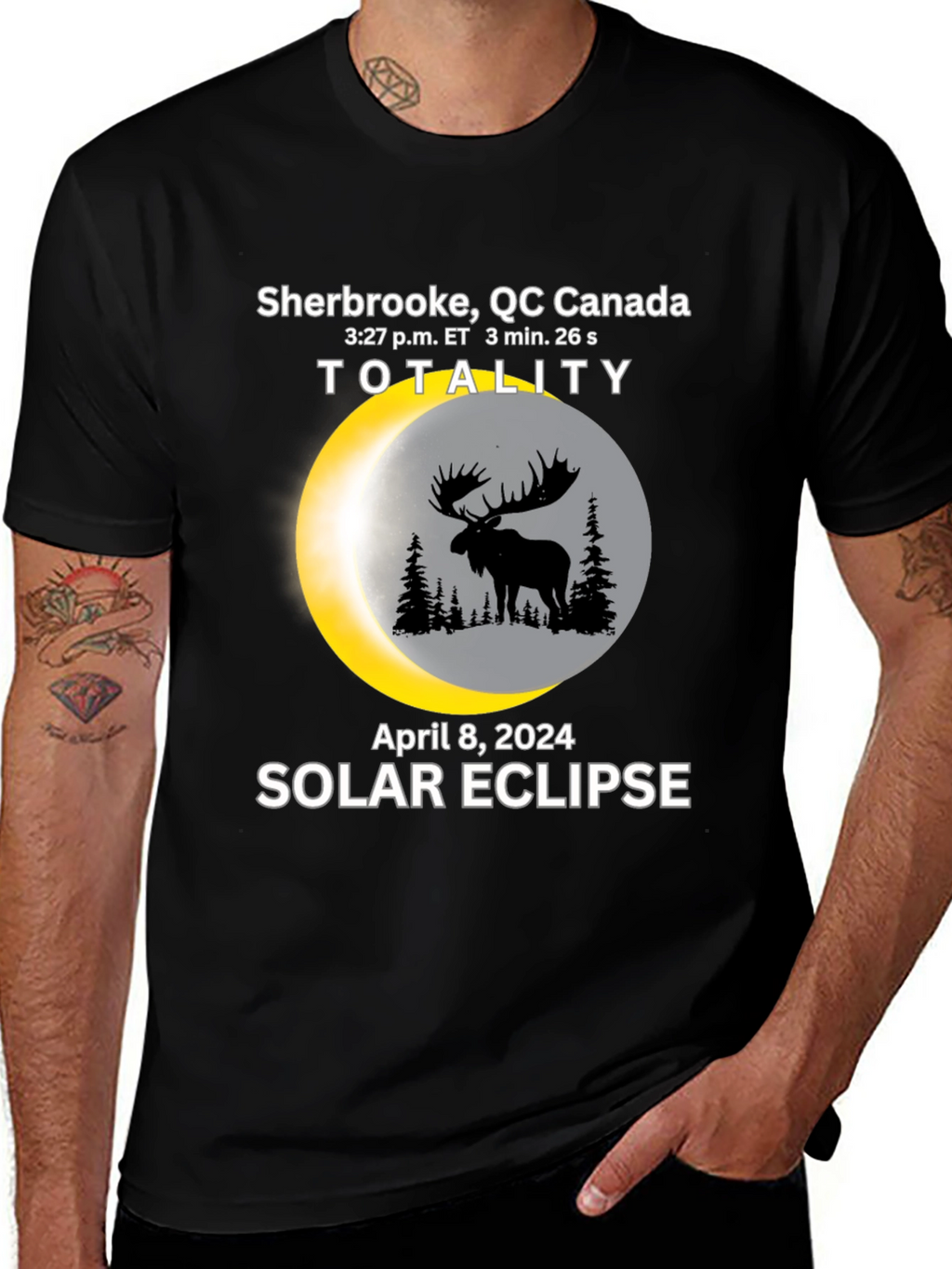 Sherbrooke Canada Solar Eclipse 2024 Moose T-Shirt
