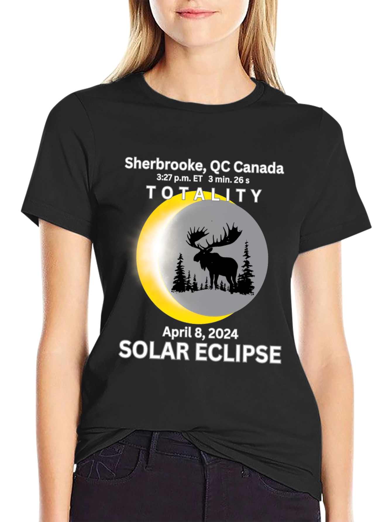 Sherbrooke Canada Solar Eclipse 2024 Moose T-Shirt