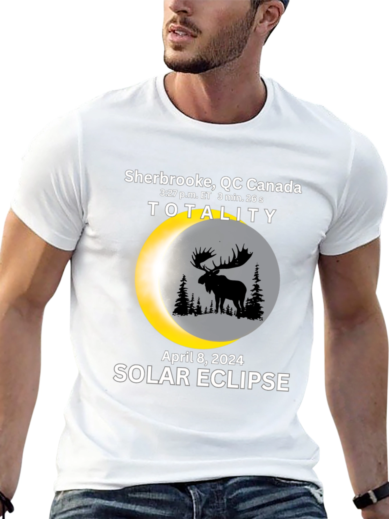 Sherbrooke Canada Solar Eclipse 2024 Moose T-Shirt