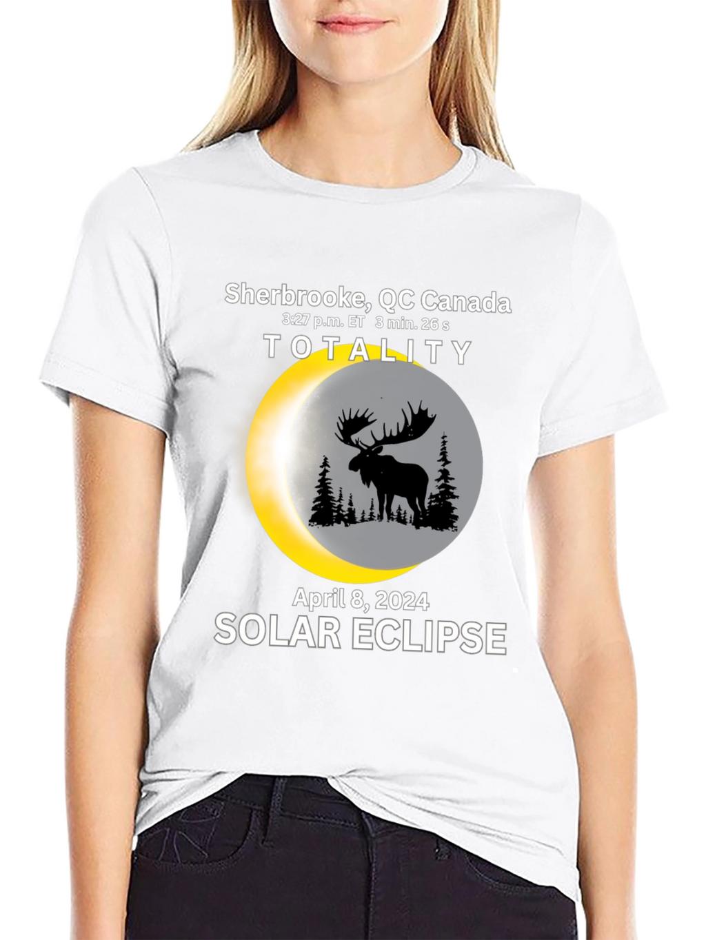Sherbrooke Canada Solar Eclipse 2024 Moose T-Shirt