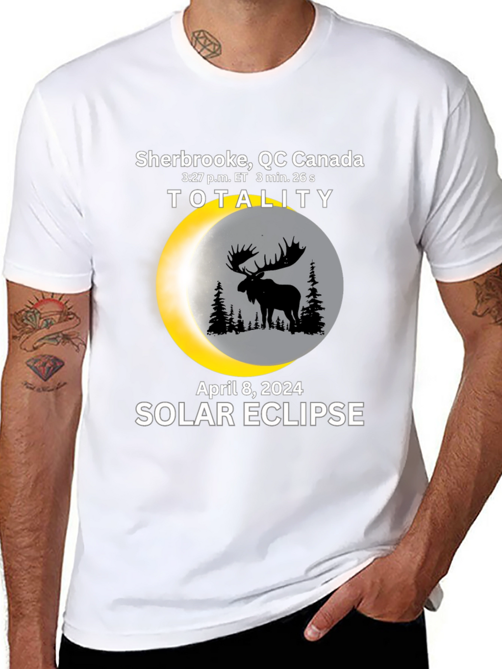 Sherbrooke Canada Solar Eclipse 2024 Moose T-Shirt
