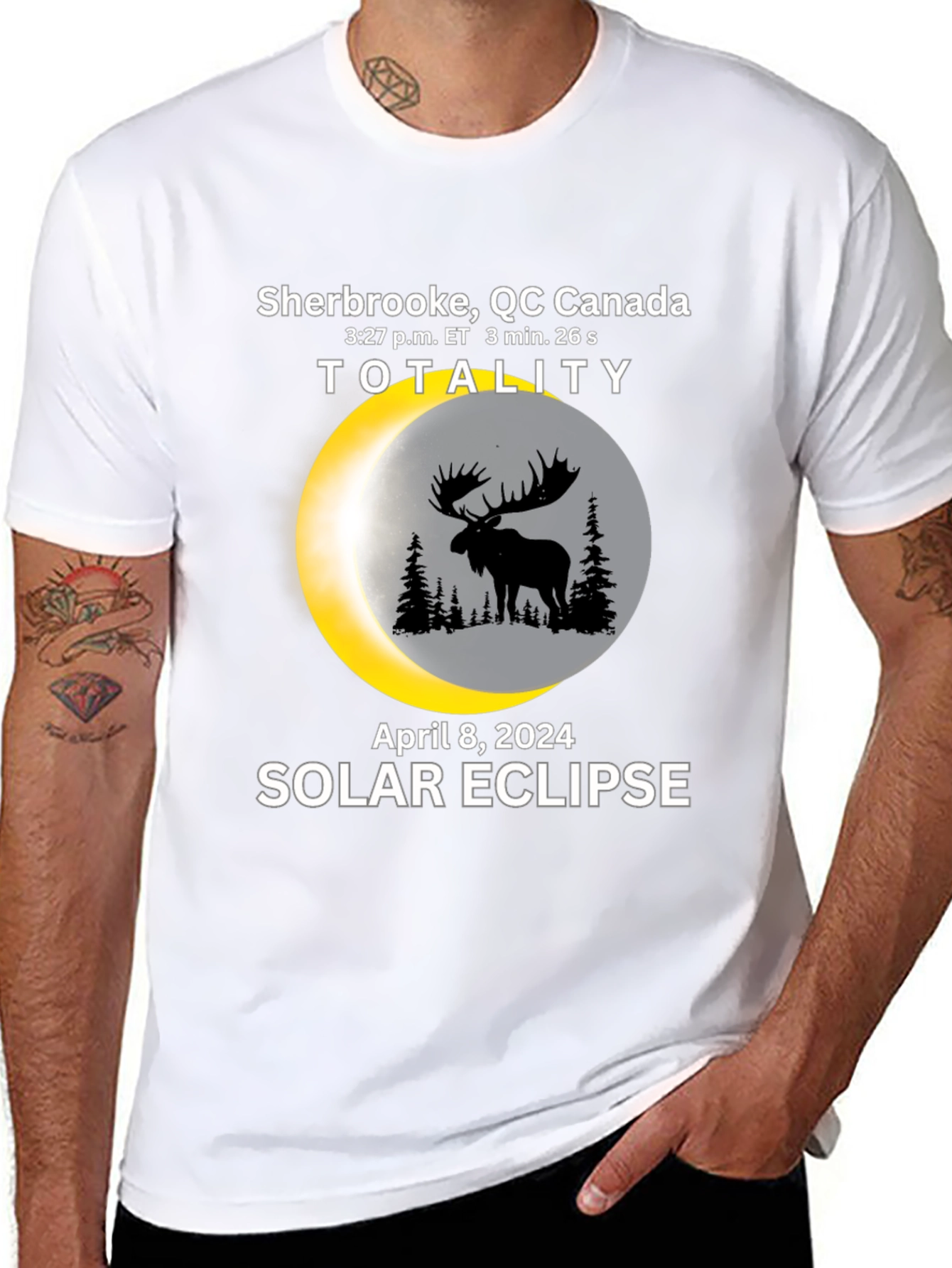 Sherbrooke Canada Solar Eclipse 2024 Moose T-Shirt