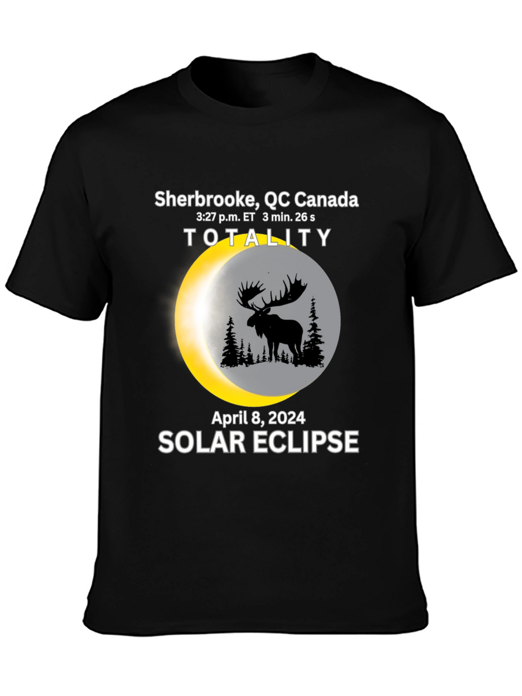 Sherbrooke Canada Solar Eclipse 2024 Moose T-Shirt