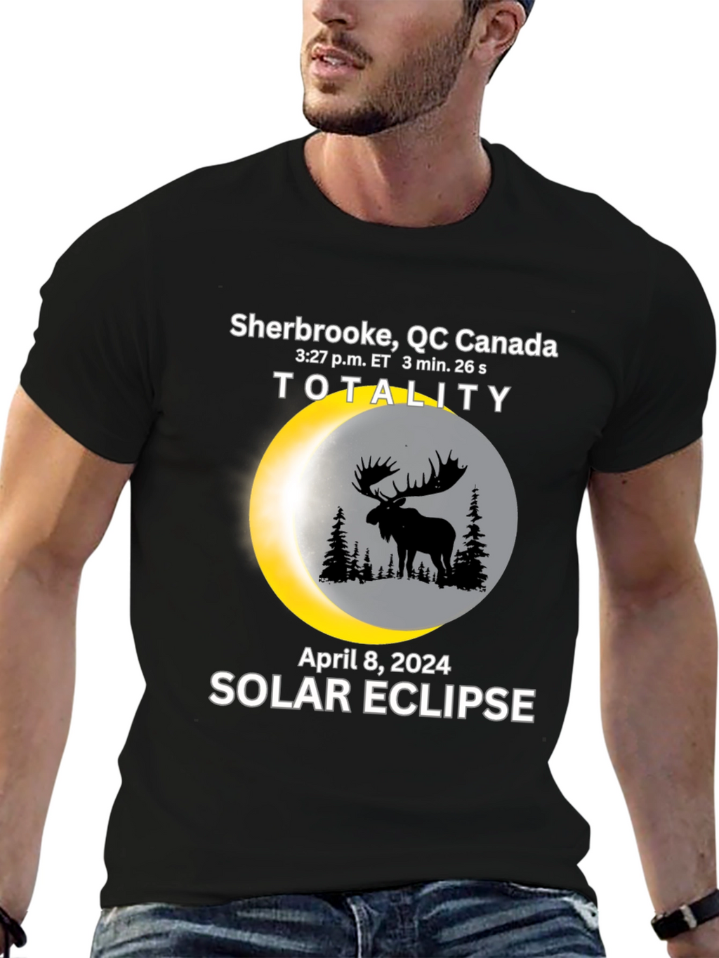 Sherbrooke Canada Solar Eclipse 2024 Moose T-Shirt