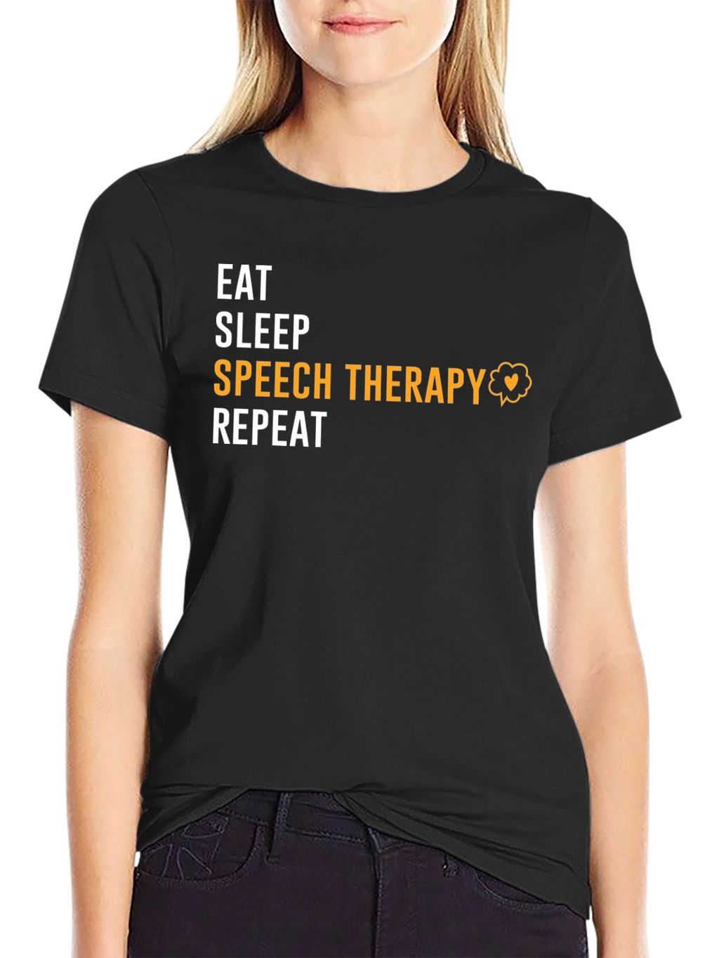 Eat Sleep Speech Therapy Repeat Black T-Shirt